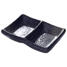 Homely Zakka 創意復古浮雕條紋陶瓷調味碟 HOZA10120 12.5 x 8.5 x 2.5cm 雙格 280g, 1個