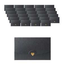 Maket Gamseong 珍珠愛心珠光小型卡片信封, 黑色, 50個