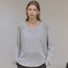 ourhope 女款亞麻V領透膚針織衫