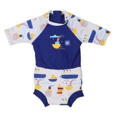 Splash About 抗UV連身版游泳尿布褲 - 海洋探險家，七分袖，合身剪裁, XXL, 1件