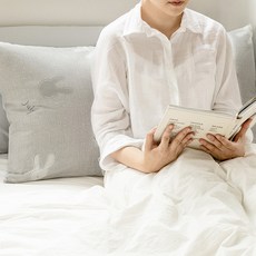 shez Home 棉質長型靠枕套含枕芯, 灰色