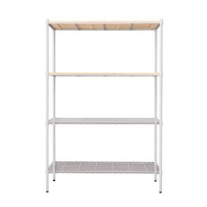 dayneeds 日需百備 松木 烤漆四層架, 白框+原木, 4層