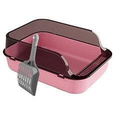 iCat 寵喵樂 中號加厚高圍牆半封閉式貓砂盆 粉色, 中(40 x 28 x 16cm), 1個