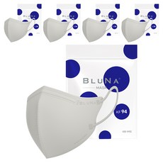 블루나 숨편한 새부리형 황사방역 마스크 대형 KF94, 5매입, 5개, 라이트그레이