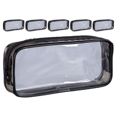 Heyjoy 透明收納袋鉛筆盒, 黑色, 6個