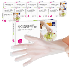 명진 라이트핏 TPE 위생장갑 백색 소 100p, 12개