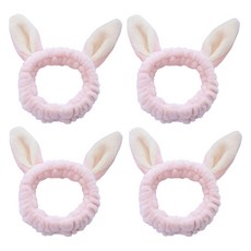 ABM KOREA 兔耳造型洗臉髮帶, 粉色, 4條
