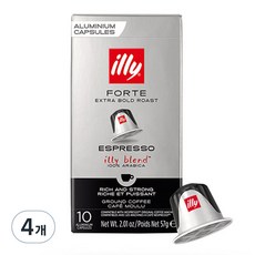 일리 네스프레소 호환 엑스트라 볼드 로스트 에스프레소 그라운드 캡슐커피, 5.7g, 10개입, 4개