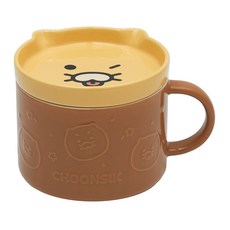 Kakao Friends 春植臉臉附蓋麥片碗, 1個, 黃色 + 棕色