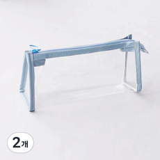 씨티컴퍼니 투명 방수 펜 케이스 필통, 블루, 2개