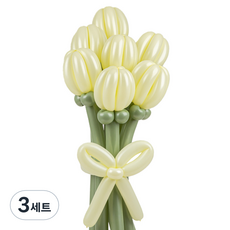 셈퍼텍스 요술풍선 데이지 튤립 꽃다발 만들기 7송이 세트, 파스텔옐로우, 3세트