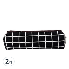 Moon Gom 商店 感性簡約布質筆袋, 2個, 黑色格紋