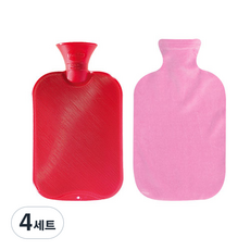 파쉬 양면빗살 핫팩 물주머니 2L 랜덤 발송 + 면스판커버 핑크, 4세트