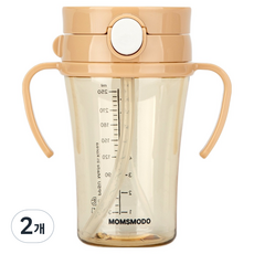 맘스모도 세척편한 유아 PPSU 원터치 빨대컵, 250ml, 2개, 시그니처베이지