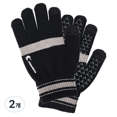 아이워너 스포츠 윈터 글러브 2 스마트폰 터치, 블랙, 2개