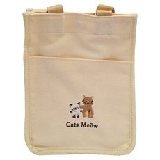 Cats Meow 一隻喵 品牌帆布提袋 新版貓咪飲料提袋 防潑水塗層 磁扣設計, 270 x 230 x 30mm, 米白色