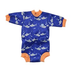 Splash About Happy Nappy Wetsuit 游泳尿布褲 防寒保暖 亮橘鯊魚, L(50 x 41 x 腰圍 46~51 x 腿圍 19~22), 1件