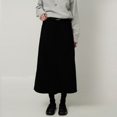 Cotton Closet 女款燈芯絨刷毛開衩線條傘狀長裙