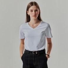 BASIC HOUSE 女性V領修身彈性短袖T恤 LATS0204 1件