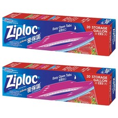Ziploc 密保諾 密實袋 Storage Gallon 易開封口 Grip'n Seal Technology, 大(26.8 x 27.3cm), 20個, 2盒