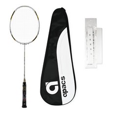 apacs Blizzard 1000 專業碳纖維羽毛球拍 白金配色 + 穿線 + 隨機附贈球拍套 + 握把布套組, 1套, APSR1046