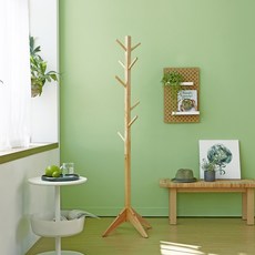 WOODYHOME 原木方形腳立式衣架, 淺木色