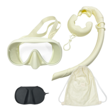 마더웍스 스노쿨링 롤업 마스크 물안경 + 메쉬백팩 + 케이스 세트, 크림, 1세트