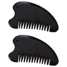 미빌 흑석 마사지 얼굴 바디 경락 지압 괄사도구, 삼각빗, 2개