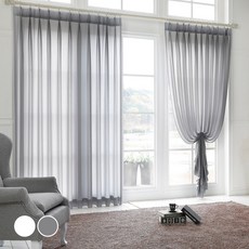 Casafelice 雪紡蝴蝶摺窗簾 2入, 灰色