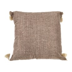 J&N 凱恩 亞麻流蘇抱枕 Set 2, 深咖啡