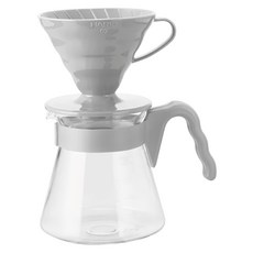 HARIO 好璃奧 V60手沖咖啡壺組 灰白色 VCSD-02-PGR, 700ml, 1組