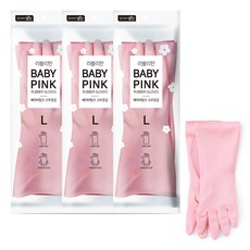 명진 러블리한 고무장갑, 핑크, 대(L), 3세트