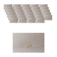 Maket Gamseong 珍珠愛心珠光小型卡片信封, 銀色, 50個