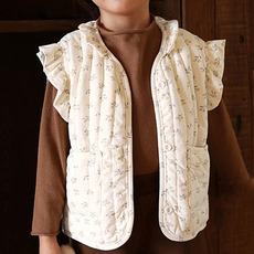 woojooi 女童花朵荷葉邊保暖背心