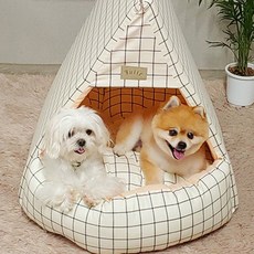 3角造型格紋寵物屋, 象牙白