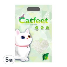 Catfeet 除臭水晶貓砂 無粉塵 異味控制, 綠茶, 5L, 5袋
