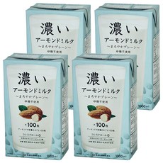 TSUKUBA 筑波乳業 杏仁飲 香醇原味 無糖, 4個, 1L