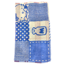 MARUSHIN 丸真 Hello Kitty 長毛巾 34x80cm 100%聚酯纖維、棉, 藍色 + 米色, 1條