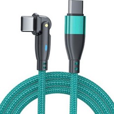 WITHWORKS 180度角度可調 Type-C to Type-C PD 60W 高速充電線, 1m, 綠色, 1個