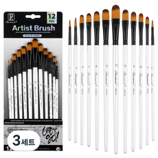 Panwenbo 수채화 그림 라운드붓 12종 세트, 3세트, 1호, 3호, 5호, 7호, 9호, 11호, 12호, 10호, 8호, 6호, 4호, 2호