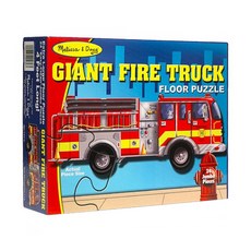 Melissa&Doug 瑪莉莎 地板拼圖 巨型消防車, 24片, 1盒