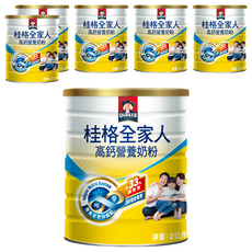 QUAKER 桂格 全家人高鈣奶粉, 2kg, 6罐