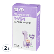 쁘띠앤 베베 징크칼마디 쑥쑥젤리 칼슘 마그네슘 비타민D 아연 키즈 14p, 280g, 2개