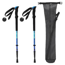 comet 3段調節戶外登山杖組 登山杖 x 2支 + 收納袋, 藍色, 1組