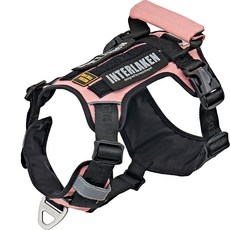Needs the Pet. Interlaken Slim 2.0輕量雙色前扣狗狗胸背帶, 黑色 + 粉紅色