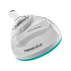 nanobebe 成長奶瓶 240ml 附M 中速奶嘴 薄層儲存設計, 湖水藍, 2個