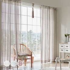 VIEW HOUSE 圓點網紗窗簾 2入, 象牙白