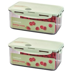 LocknLock 樂扣樂扣 純淨PURE保鮮盒 淺綠色, 2個, 長方形保鮮盒 3L