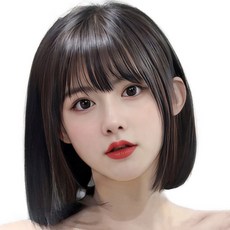 女性用頂部遮蓋瀏海局部假髮 E型, 自然黑, 1個