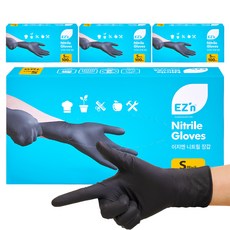EZn이지엔 니트릴 장갑 3.5g 100p, 블랙, 소, 4개